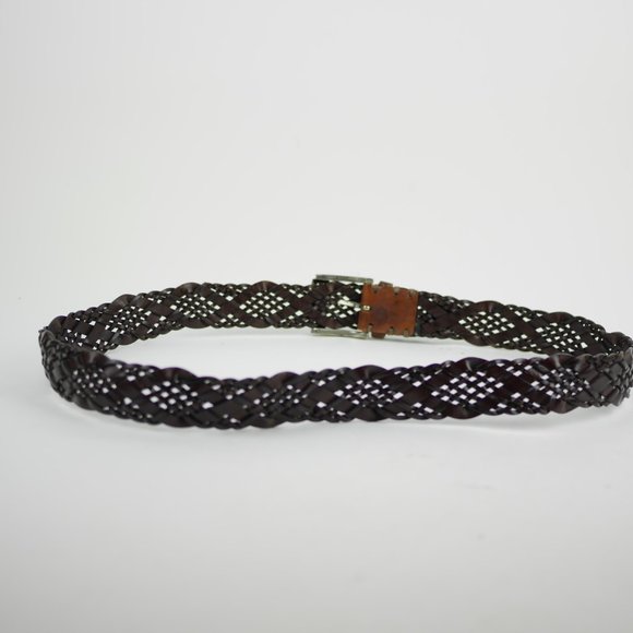COLUMBIA Brown leather woven braided leather belt main image 7